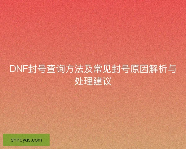 DNF封号查询方法及常见封号原因解析与处理建议